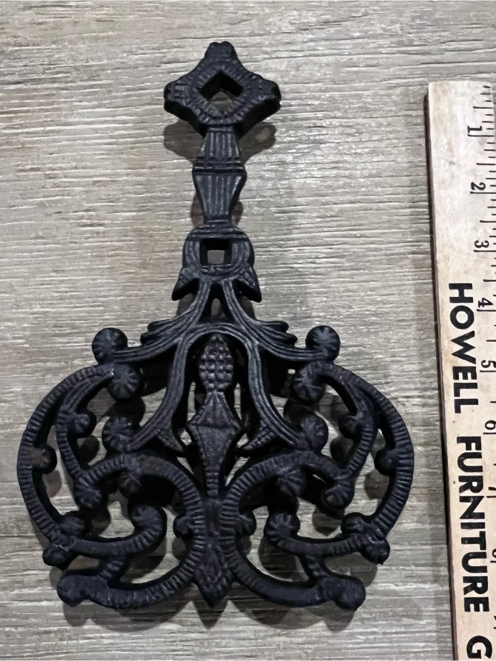 Vintage J.Z.H. Cast Iron Trivet #540 — Ornate Floral Scroll Design